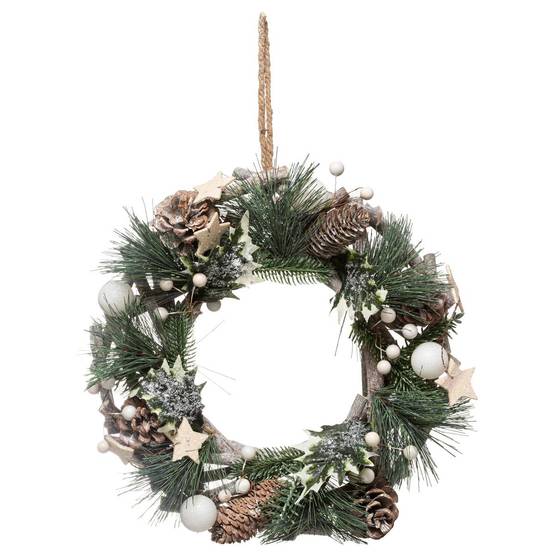 Couronne Nature avec branche 30cm bois blanc ATMOSPHERA CREATEUR D'INTERIEUR
