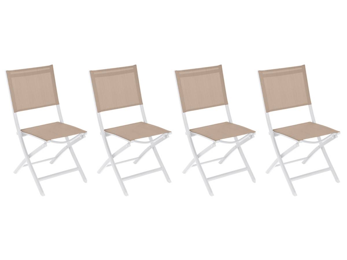 Hesperide - Lot de 4 chaises de jardin en aluminium pliables Lin et Blanc Essentia - Hespéride - Imagen 1