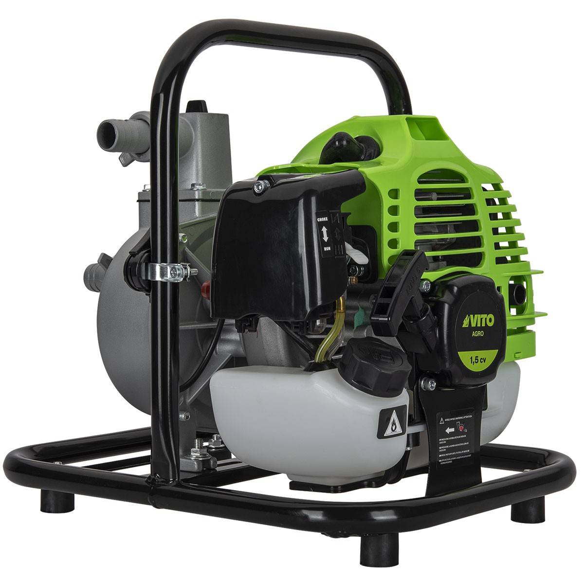 Pompe à eau thermique 43 cm3 Raccords 50mm Débit 6500 L/h Eaux usées Kit de10m Tuyaux inclus VITO - Imagen 7