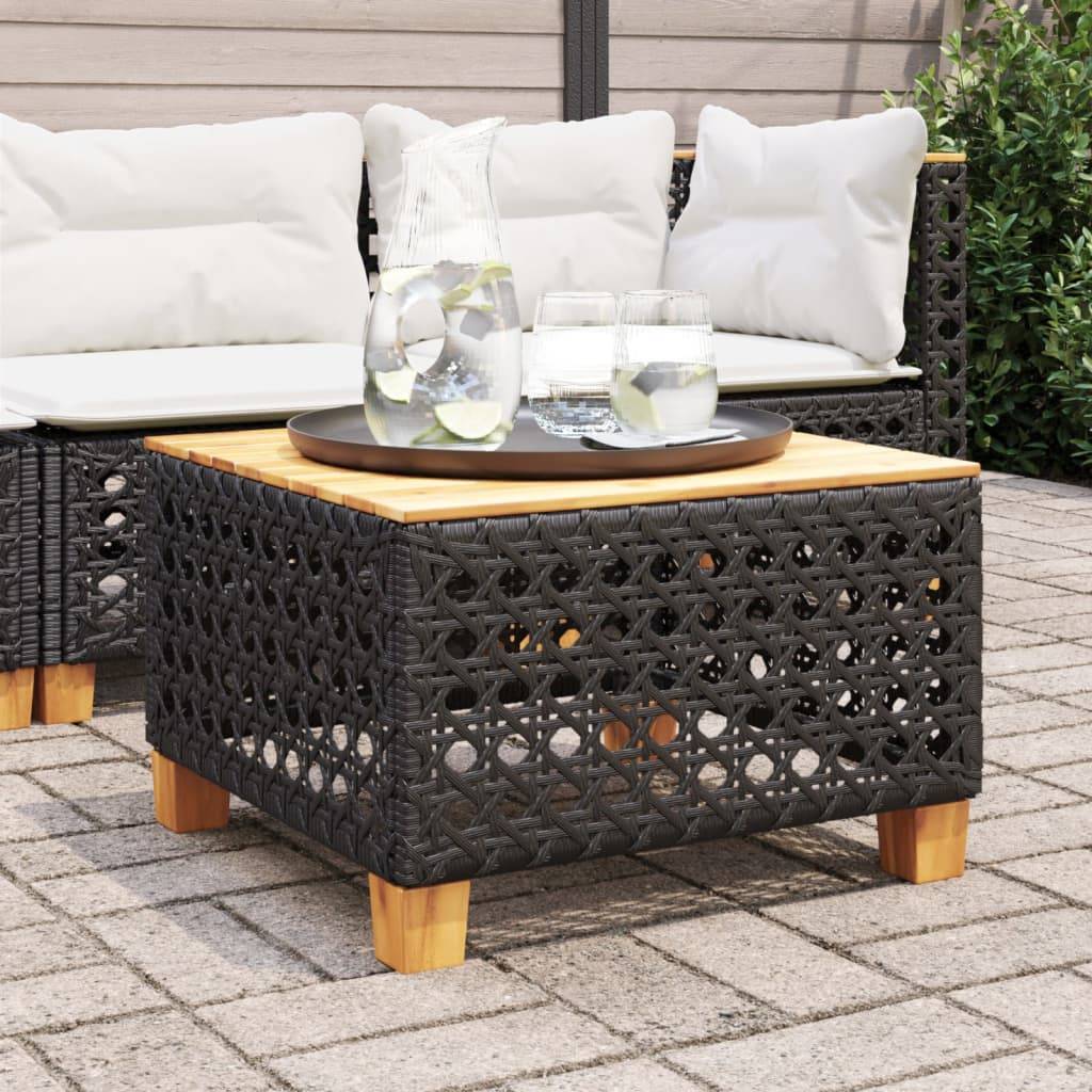 ComfortXL - Table d'Appoint Carrée pour Salon de Jardin Noir 55cm, en Poly Rotin et Bois Massif – ComfortXL Outdoor Living - Image 1