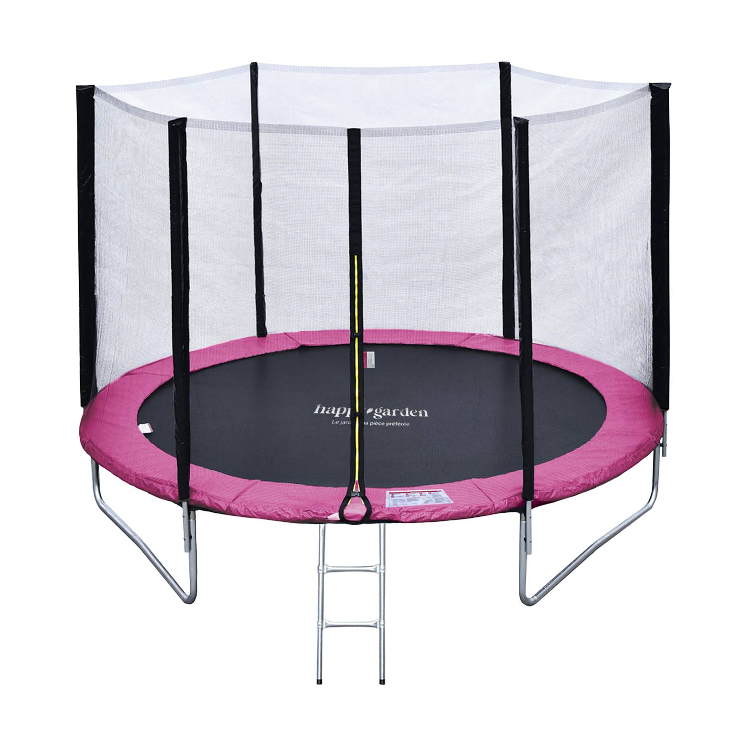 Happy Garden - Pack Premium Trampoline 180cm réversible rose / gris CAIRNS + filet, échelle, bâche et kit d'ancrage - HAPPY GARDEN - Imagen 1