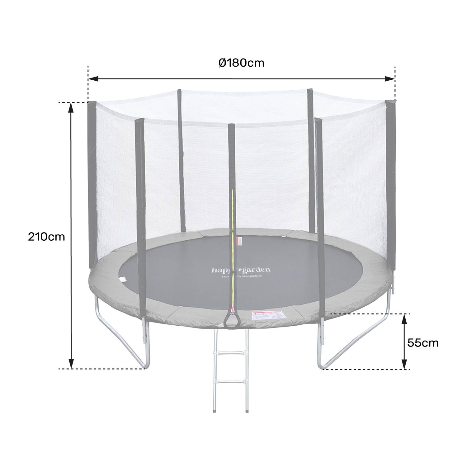 Happy Garden - Pack Premium Trampoline 180cm réversible rose / gris CAIRNS + filet, échelle, bâche et kit d'ancrage - HAPPY GARDEN - Imagen 7
