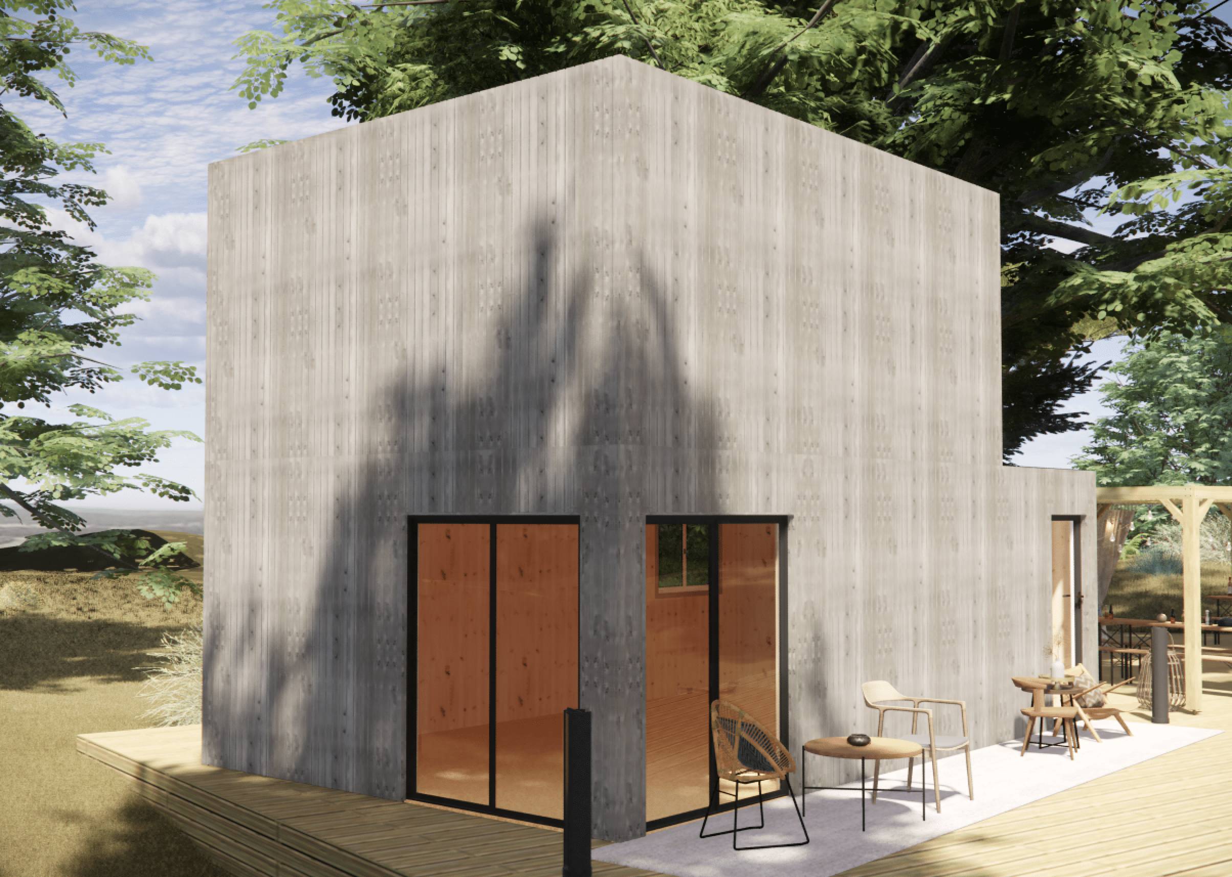 Studio de jardin RE2020 en bois 7,7 x 4,6 x 2,7 m / isolation RE2020 avec mezzanine et terrasse - Image 1