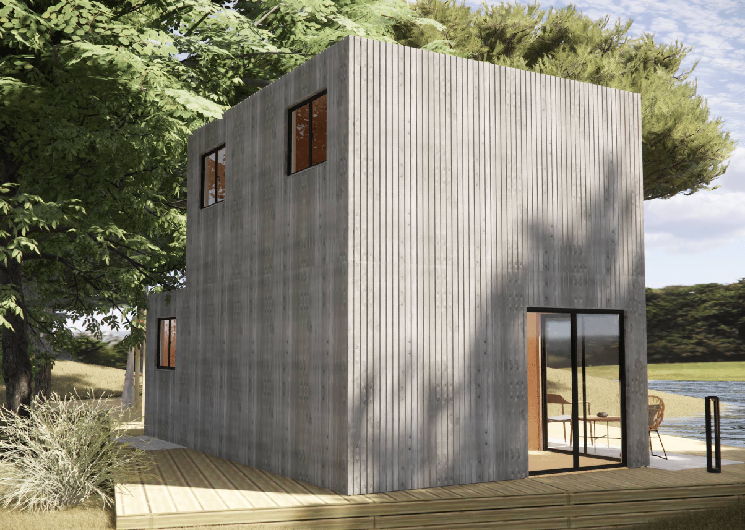 Studio de jardin RE2020 en bois 7,7 x 4,6 x 2,7 m / isolation RE2020 avec mezzanine et terrasse - Image 10