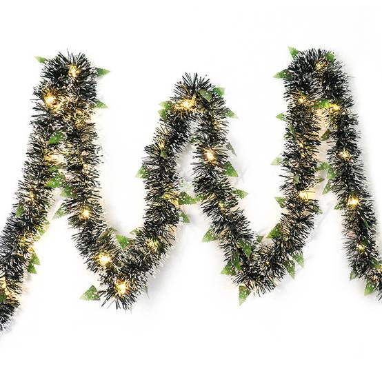 Guirlande de Noël artificielle de 10 m avec lumières LED, guirlande lumineuse de Noël de 10 mètres avec 100 LED, 8 modes, lumière chaude (C) - Image 1