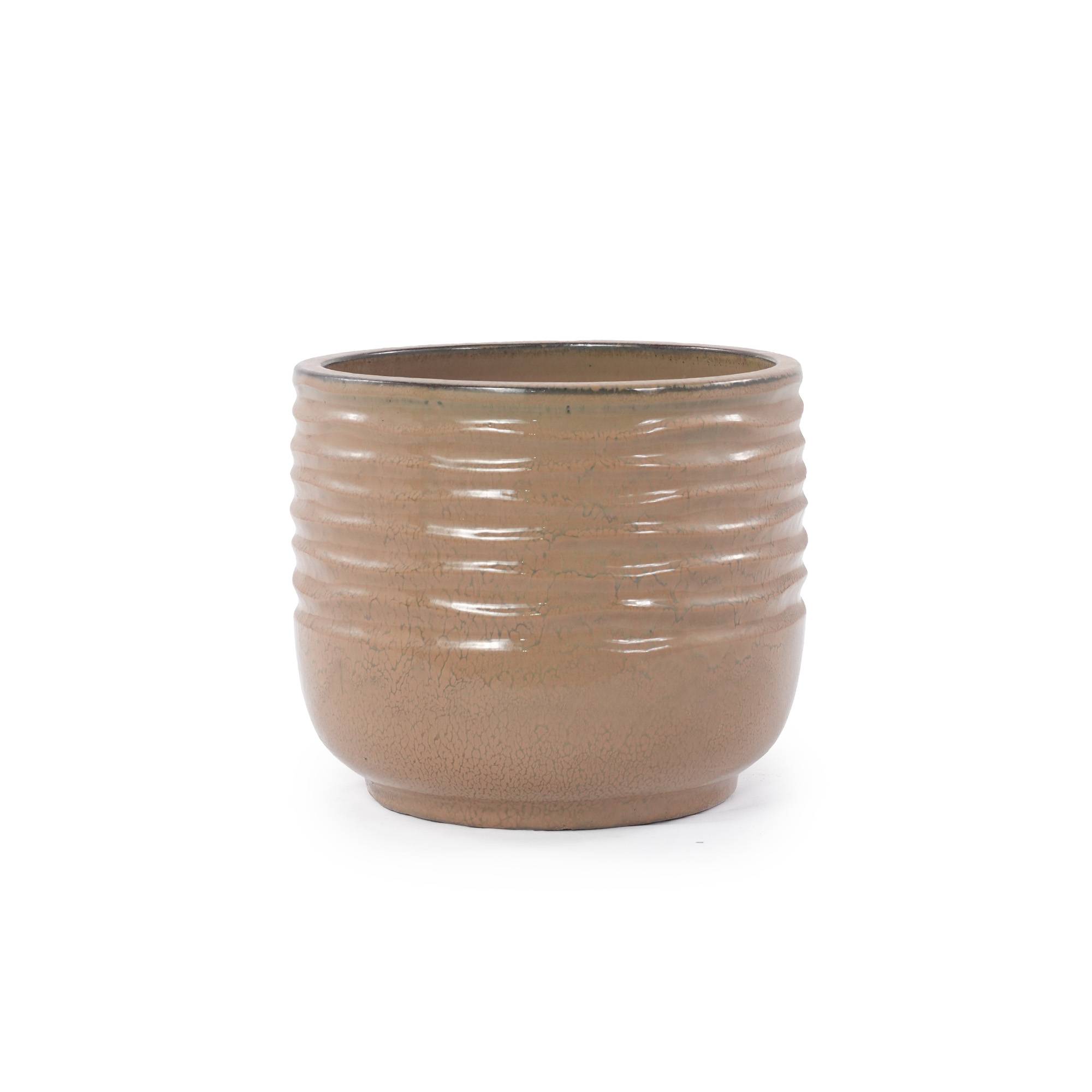 ComfortXL - Pot de fleurs en céramique intérieur balcon drainage respirant Ø 26,2 cm brun clair - ComfortXL Outdoor Living - Image 4