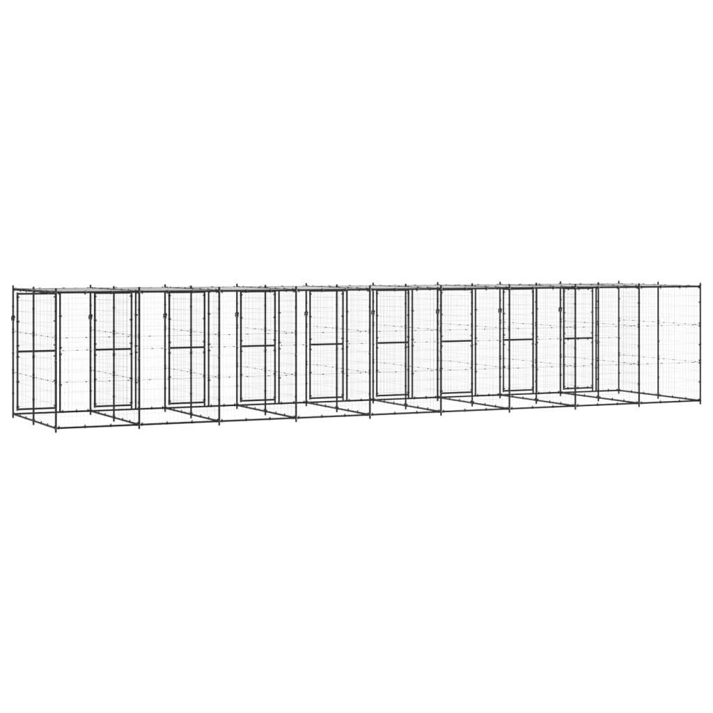 Helloshop26 - Chenil extérieur cage enclos parc animaux chien extérieur acier avec toit 21,78 m² - Imagen 5