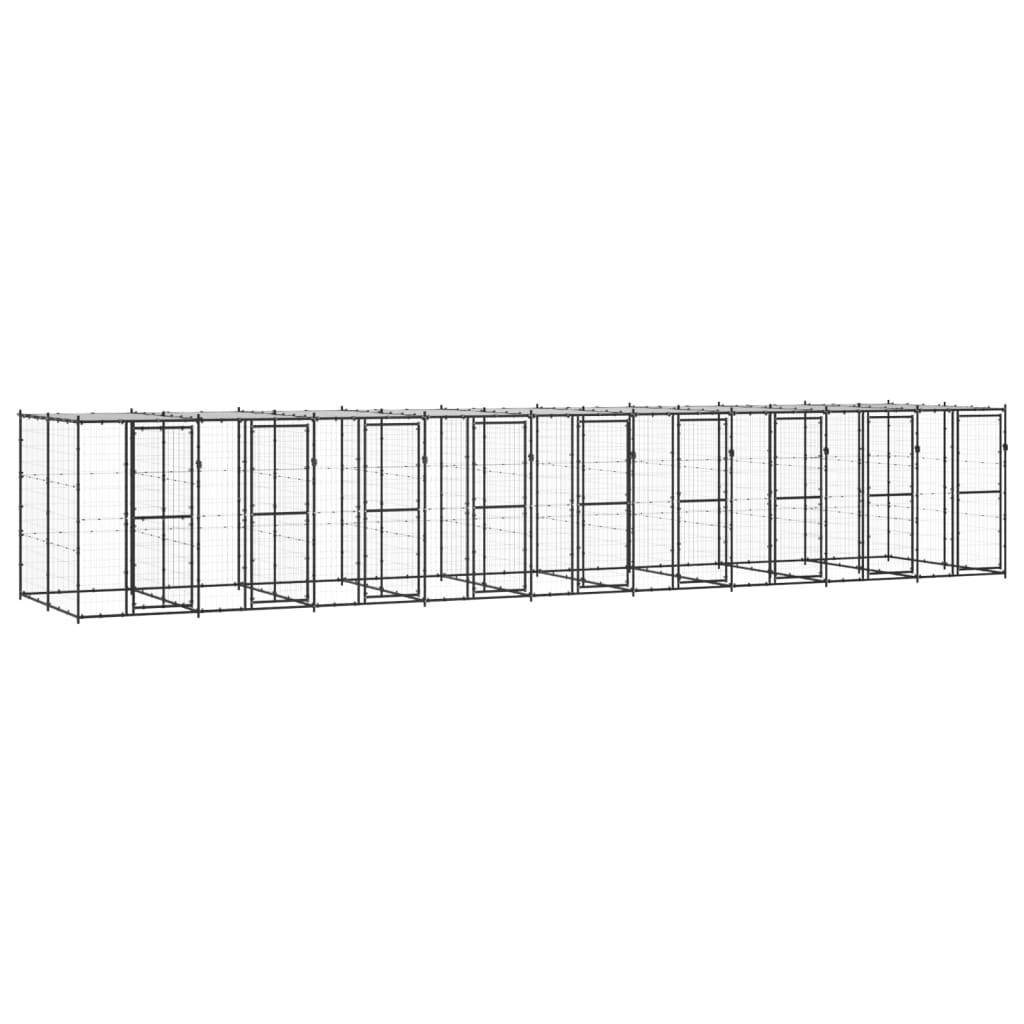 Helloshop26 - Chenil extérieur cage enclos parc animaux chien extérieur acier avec toit 21,78 m² - Imagen 1