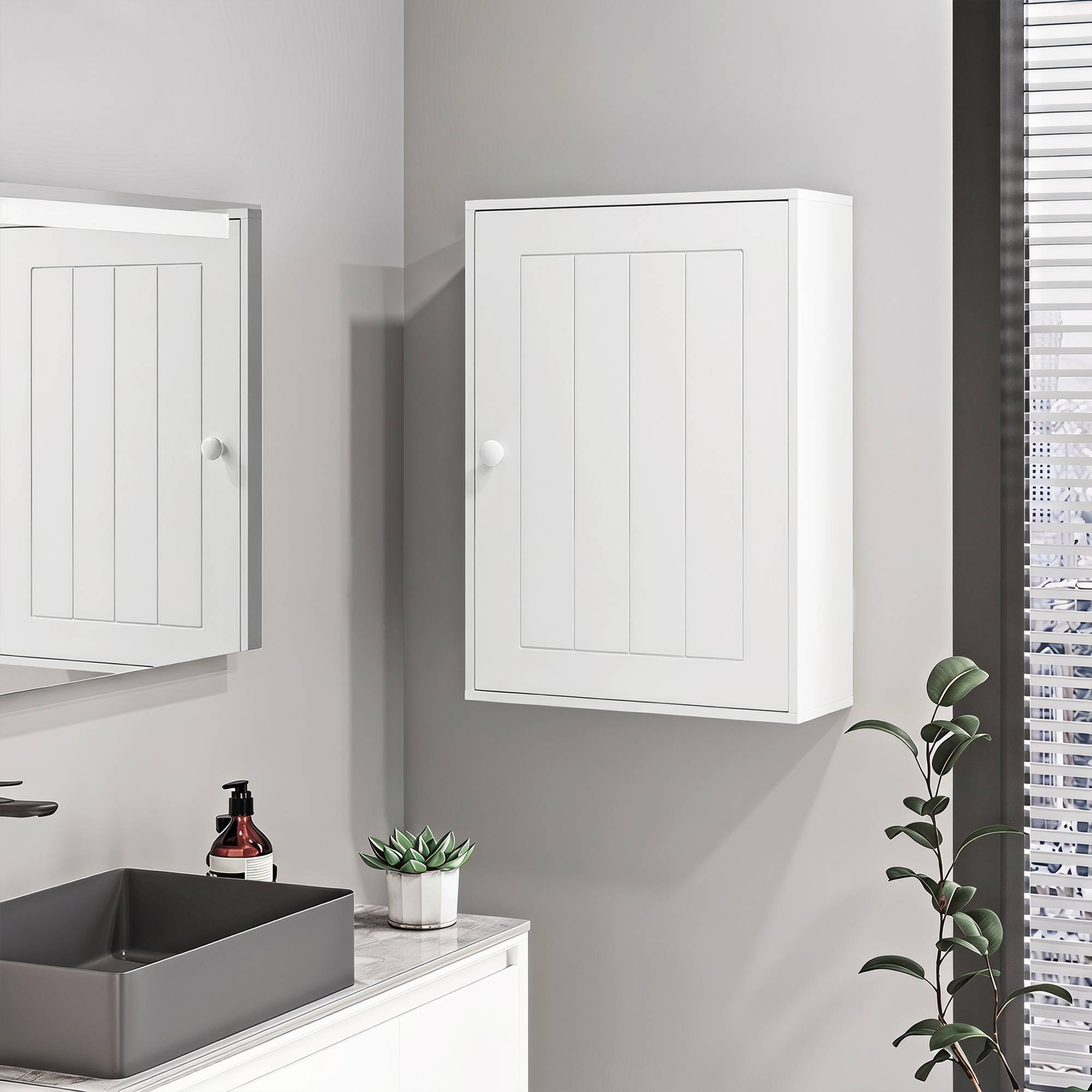 Sans Marque - Meuble salle bain dessus toilettes étagère réglable porte blanc - Image 4