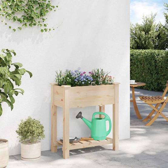 Cache-pot, Pot De Fleurs avec étagère Beige 71 x 37 x 76.5 cm g374 - Image 4