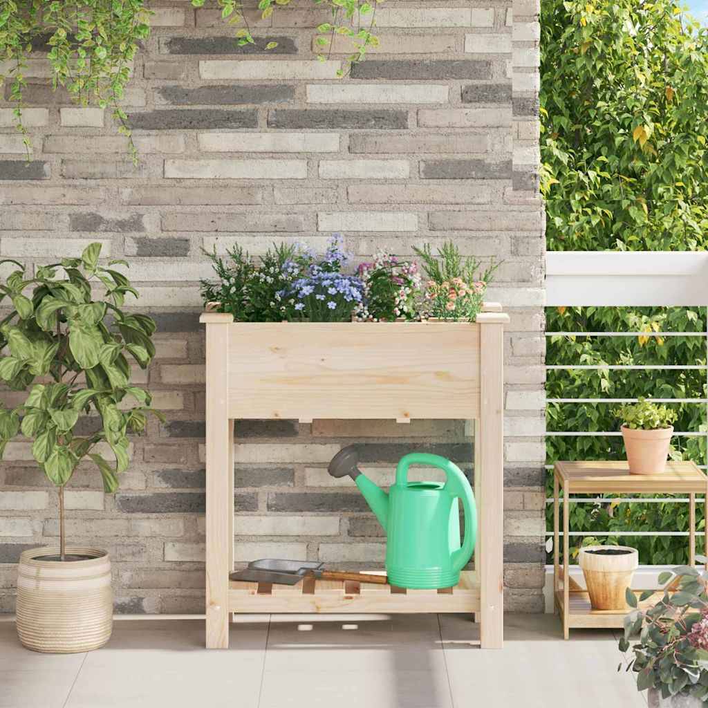 Cache-pot, Pot De Fleurs avec étagère Beige 71 x 37 x 76.5 cm g374 - Image 2