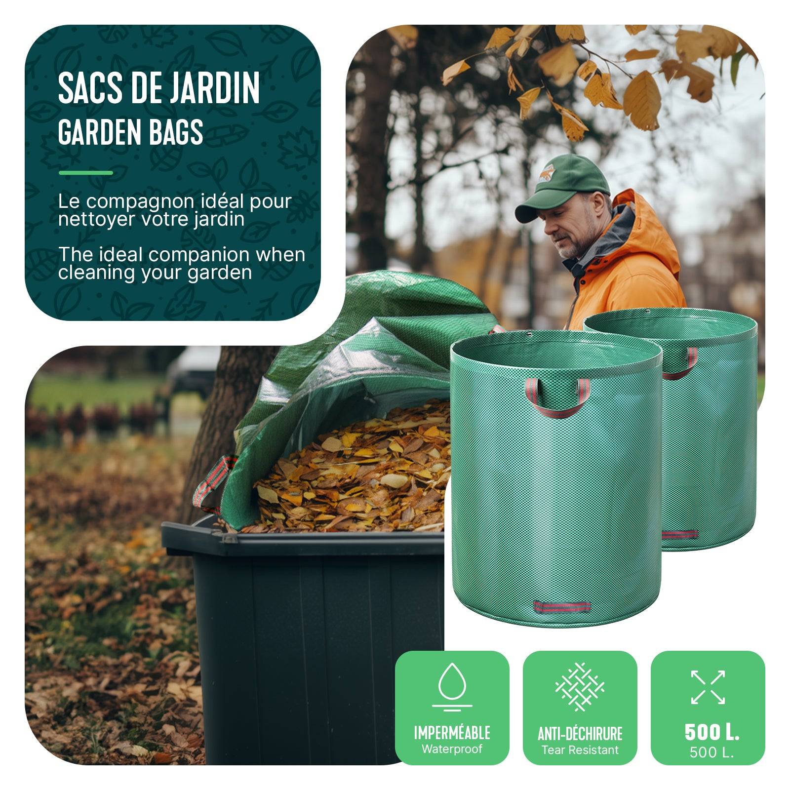 Sac de jardin 500L Lot de 2 sacs Extra Large - Image 7