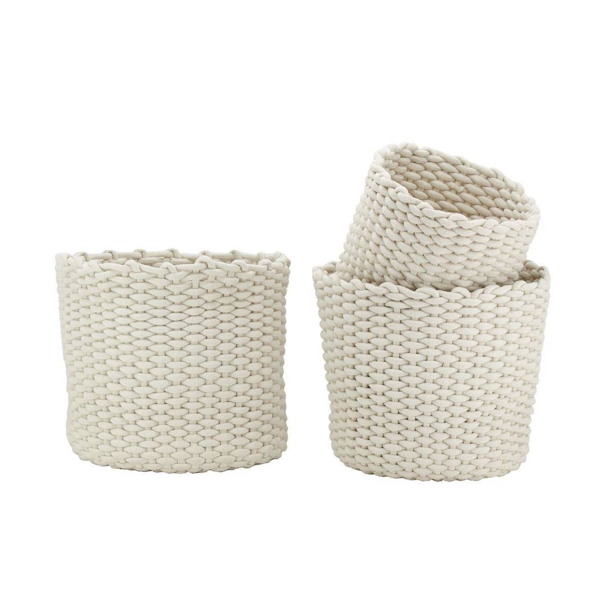 Aubry Gaspard - Corbeilles rondes en corde de coton écru (Lot de 3) - Imagen 1