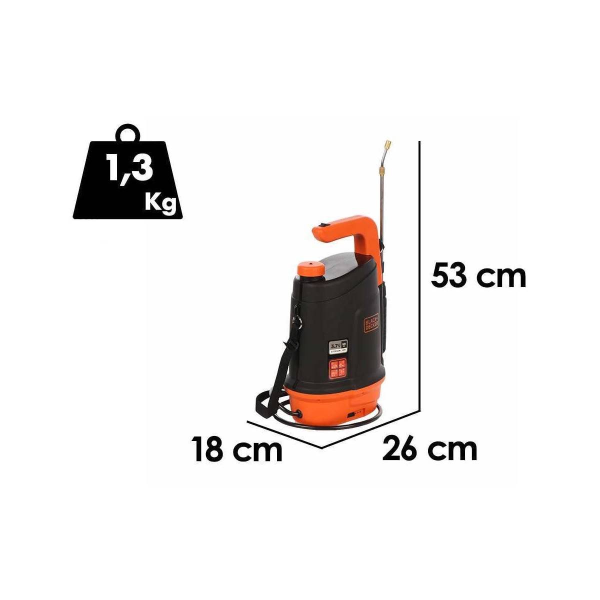 Pulvérisateur Électrique 5L, Batterie Lithium 3,7 V / 2,6 Ah Pulvérisateur Jardin Végétaux + Lance Télescopique Black+Decker - Image 2