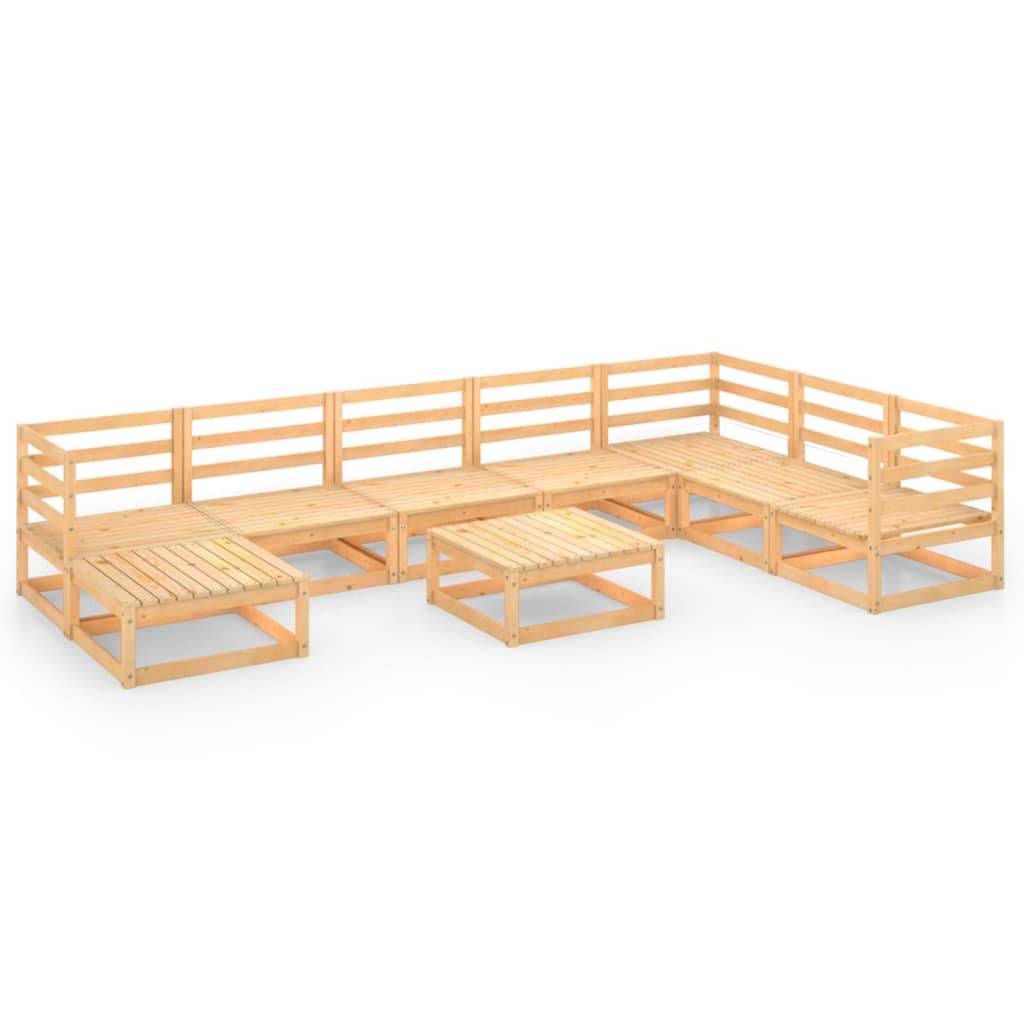 Helloshop26 - Salon de jardin meuble d'extérieur ensemble de mobilier 9 pièces bois de pin massif - Imagen 1