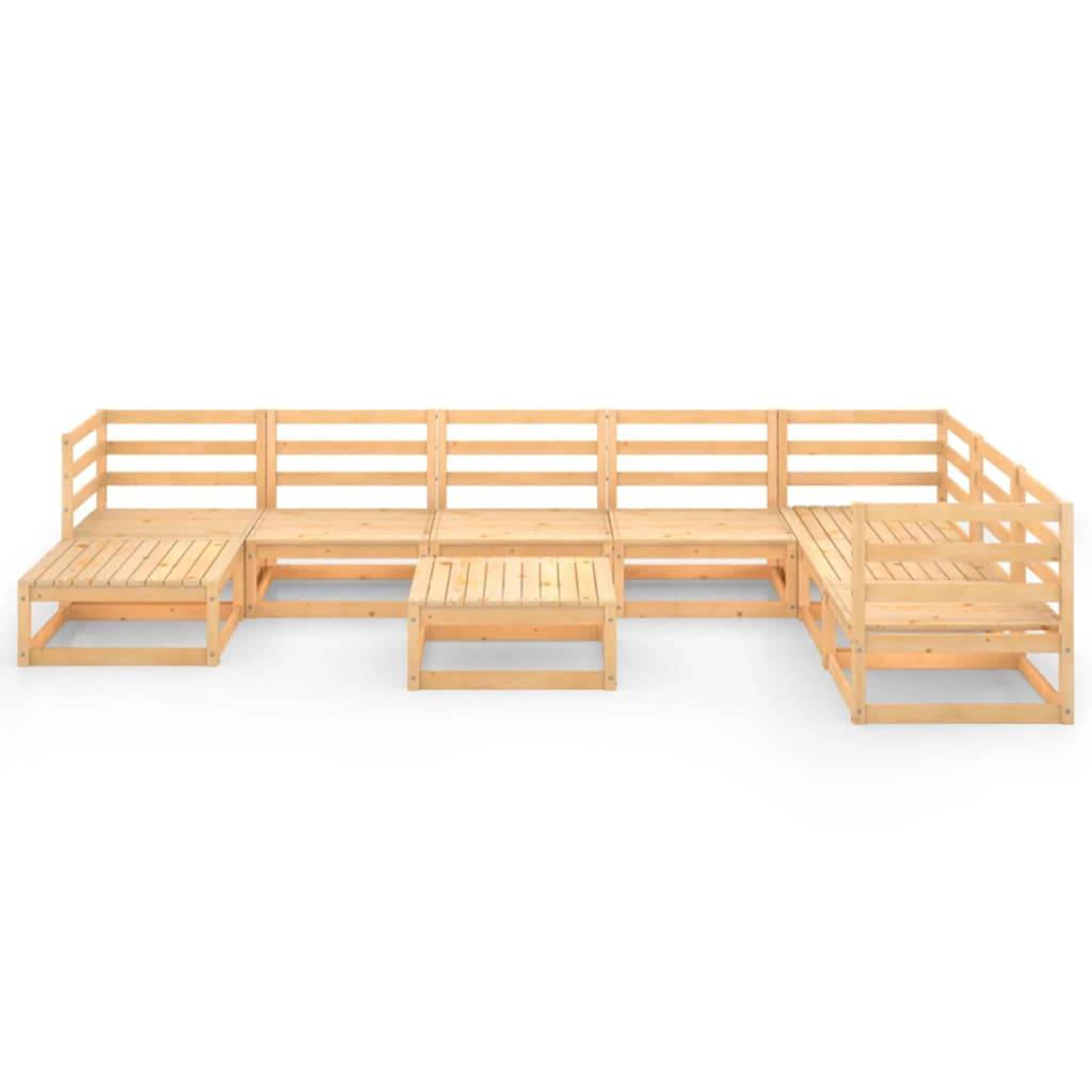 Helloshop26 - Salon de jardin meuble d'extérieur ensemble de mobilier 9 pièces bois de pin massif - Imagen 2
