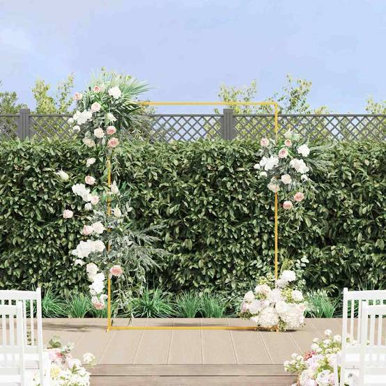 Arche de Cérémonie Acier Doré Design Carré Élégant pour Fêtes Mariages 150x200cm - ComfortXL Outdoor Living - Image 1