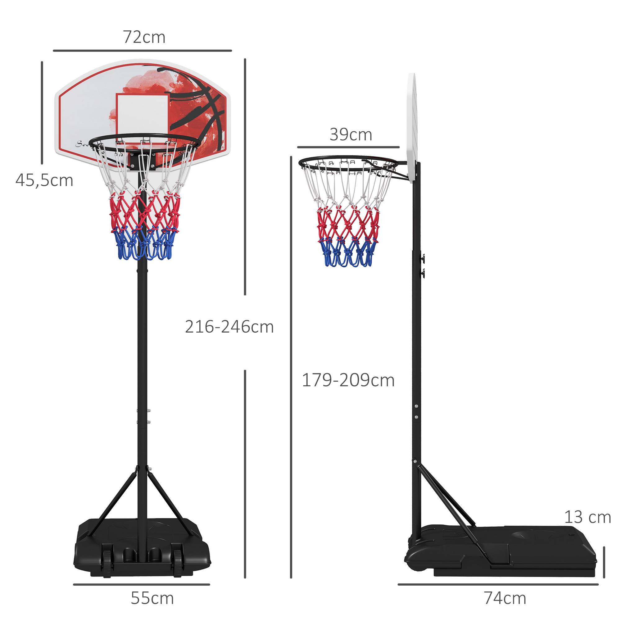 Panier De Basket Extérieur Enfant Réglable Hauteur 110-210 Cm – Support Stable Et Mobile
