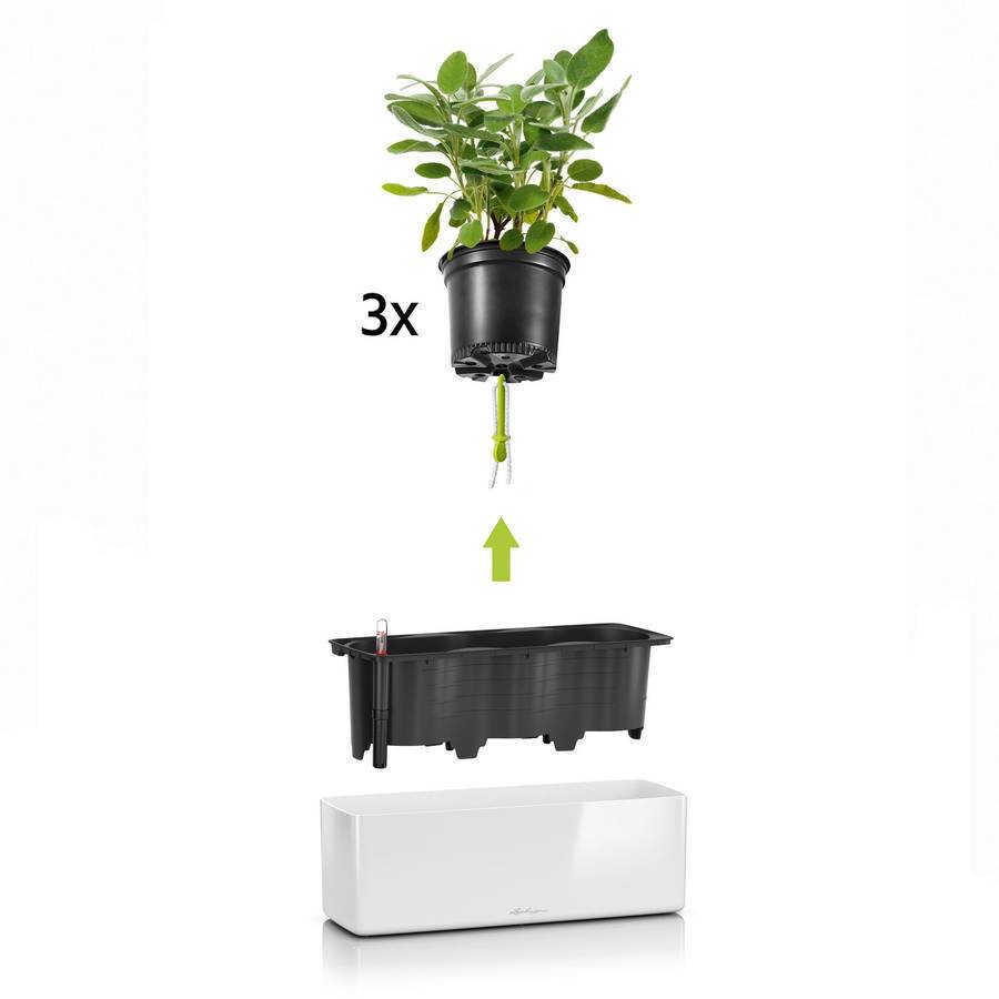Lechuza - CUBE Glossy Triple - 40x14x14 cm - Kit Complet, blanc ultra brillant Lechuza - Imagen 2