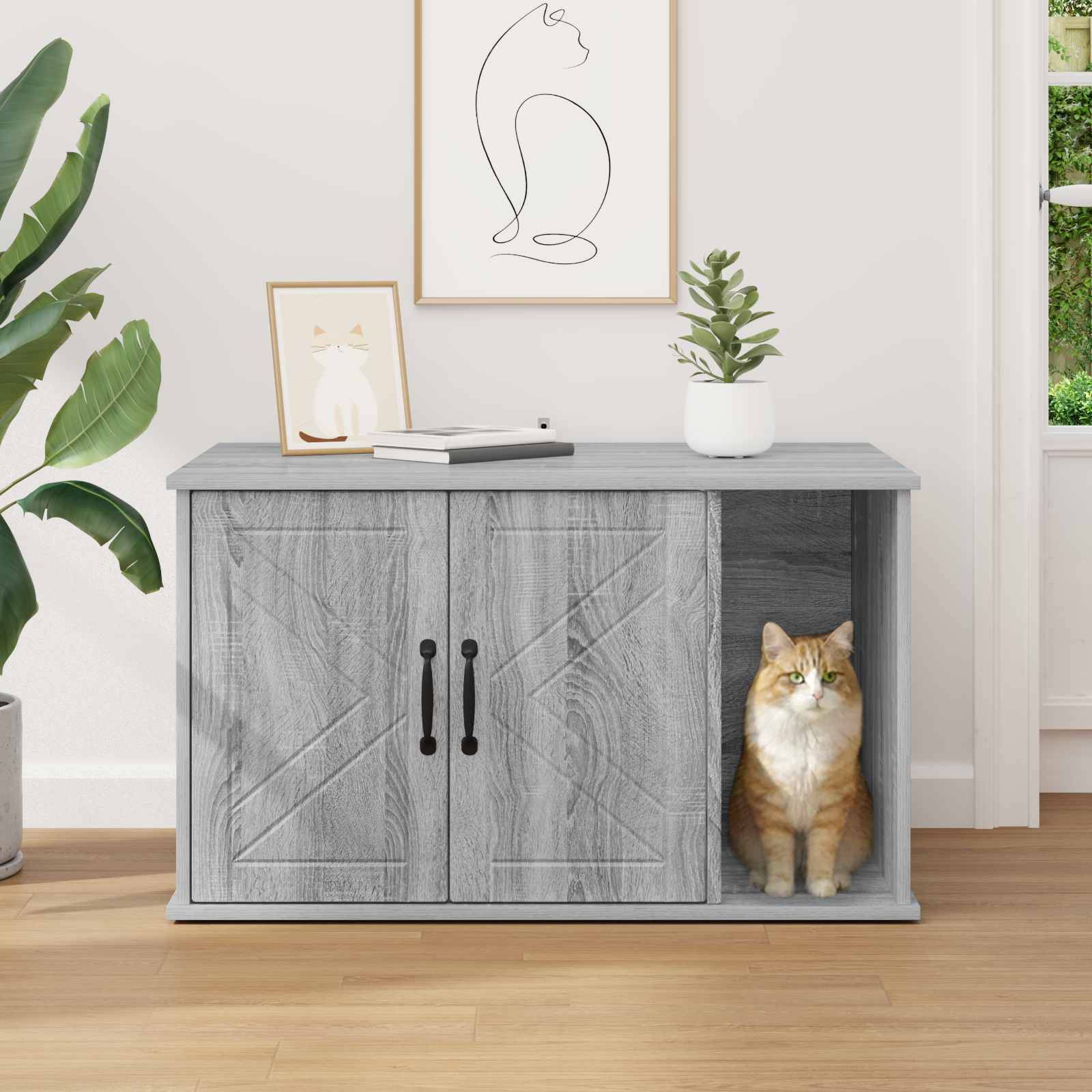 Chatiere bois gris  85 x 55 x 50,5 cm  - Prolenta premium p371.4 - Image 4