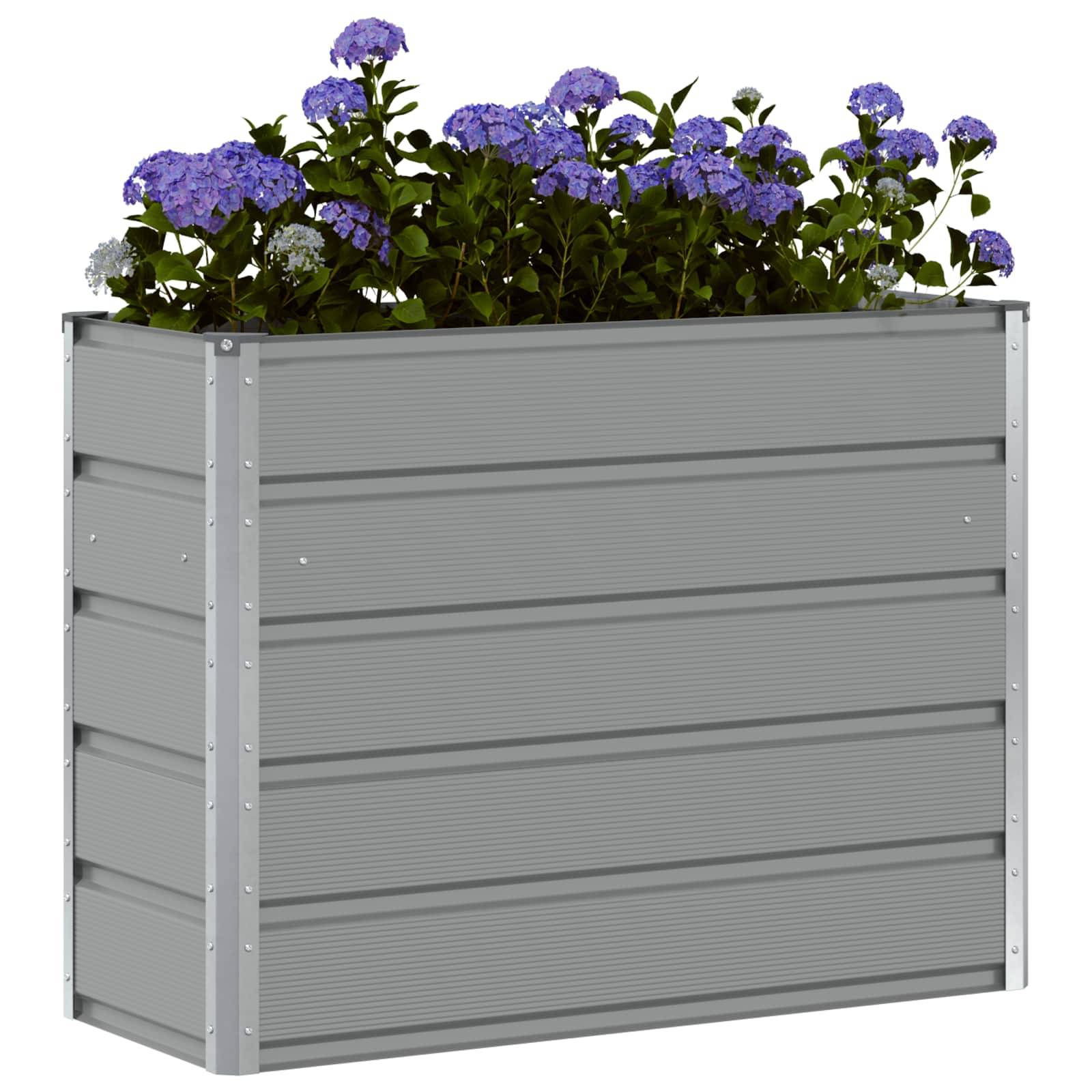 Jardinière acier gris clair 100 x 40 x 75 cm - PANGIVO - Image 3