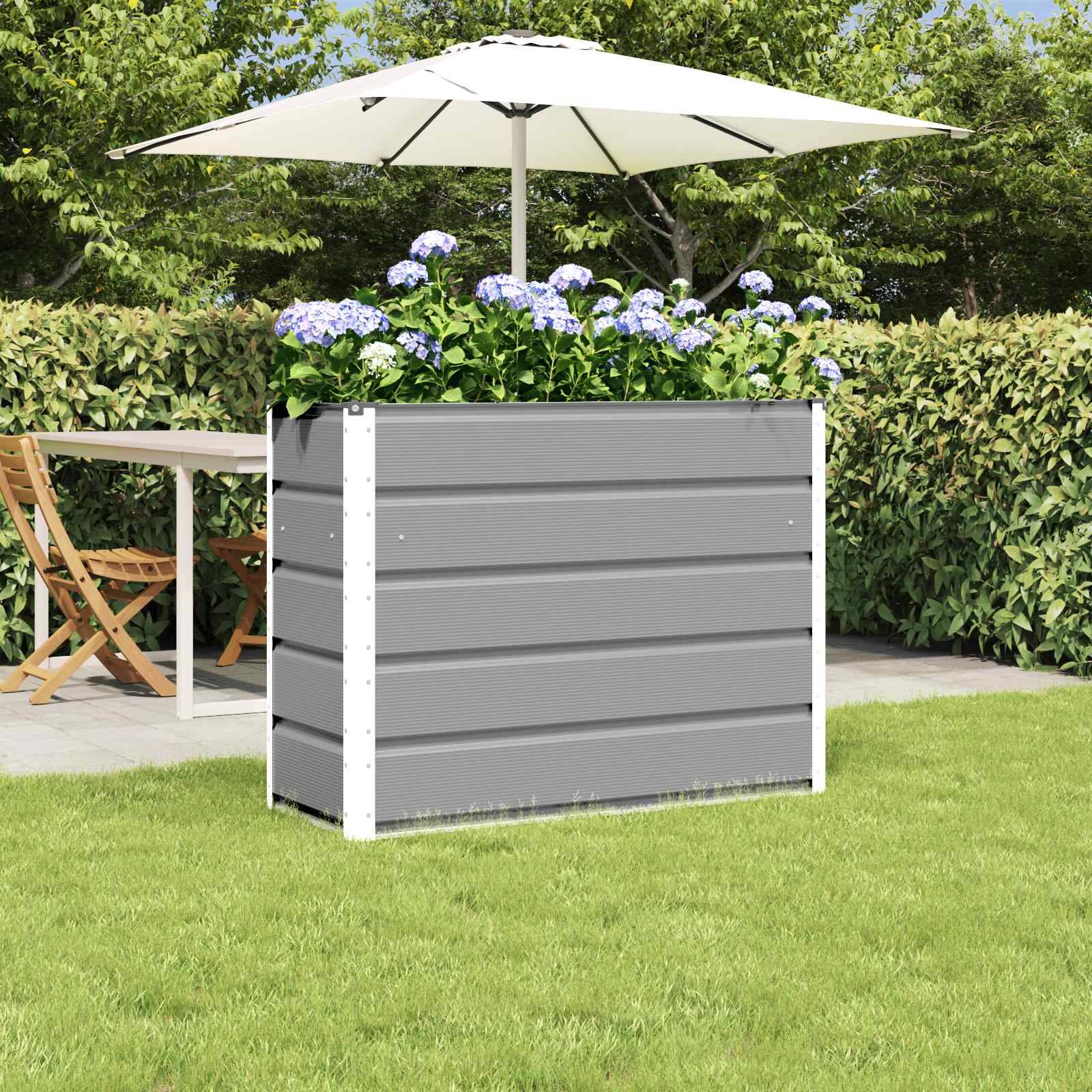 Jardinière acier gris clair 100 x 40 x 75 cm - PANGIVO - Image 1