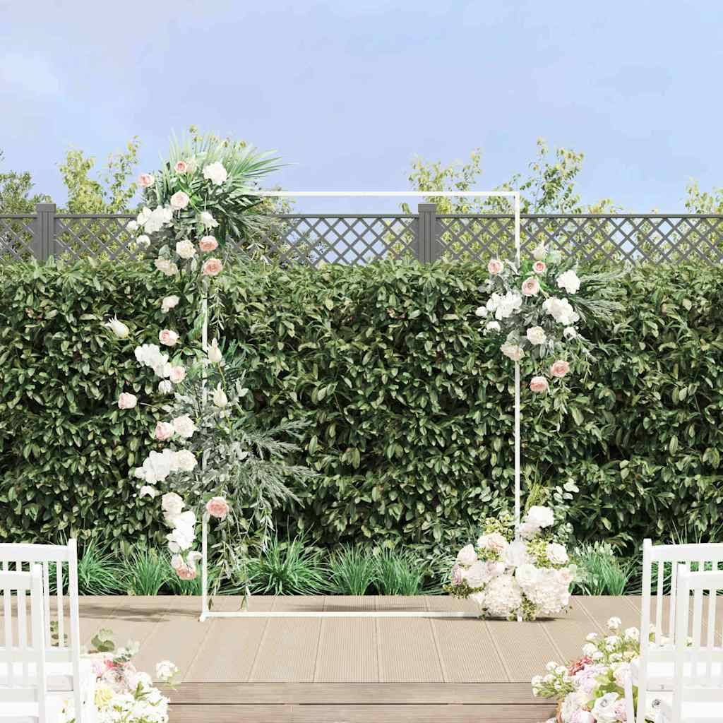 Arche de Mariage Carrée Acier Blanc Structure Moderne pour Cérémonie 150x200cm - ComfortXL Outdoor Living