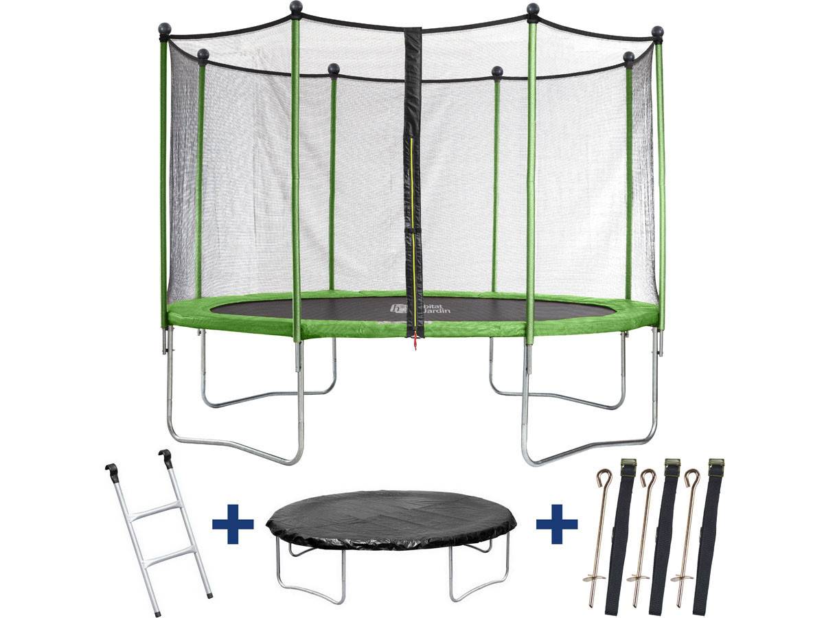 Trampoline "yoopi 2" - ø 4.25 M - Avec Filet + échelle + Couverture + Kit D'ancrage -habitat Et Jardin - Image 1
