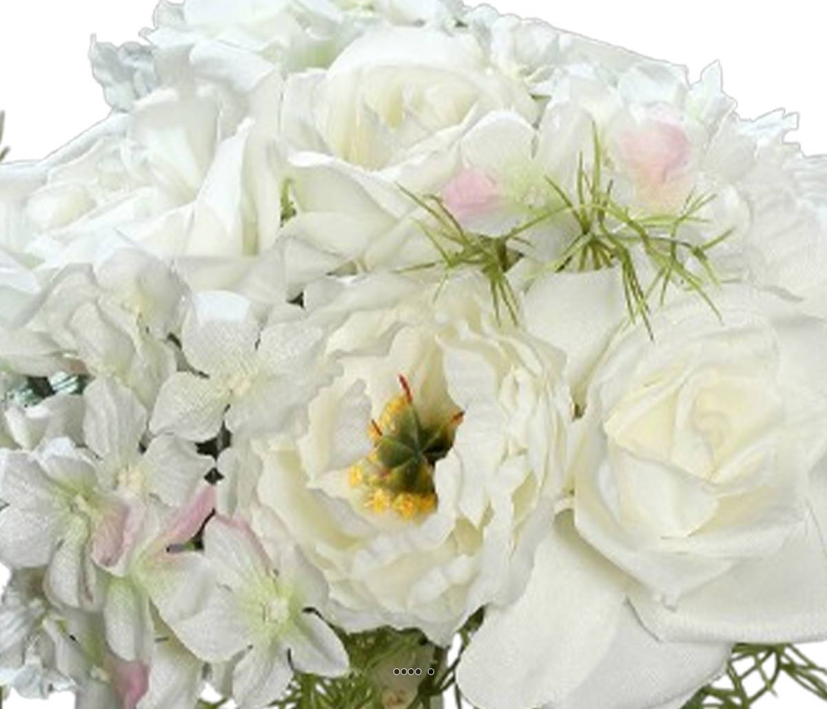 Artificielles - Bouquet de Roses et Hortensias artificielles 9 têtes D20 cm Crème - couleur: Crème - Imagen 3