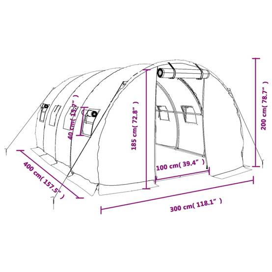 Serre Tunnel Jardin Acier Galvanisé Protection Culture 12m² 4x3x2m - ComfortXL Outdoor Living - Image 6
