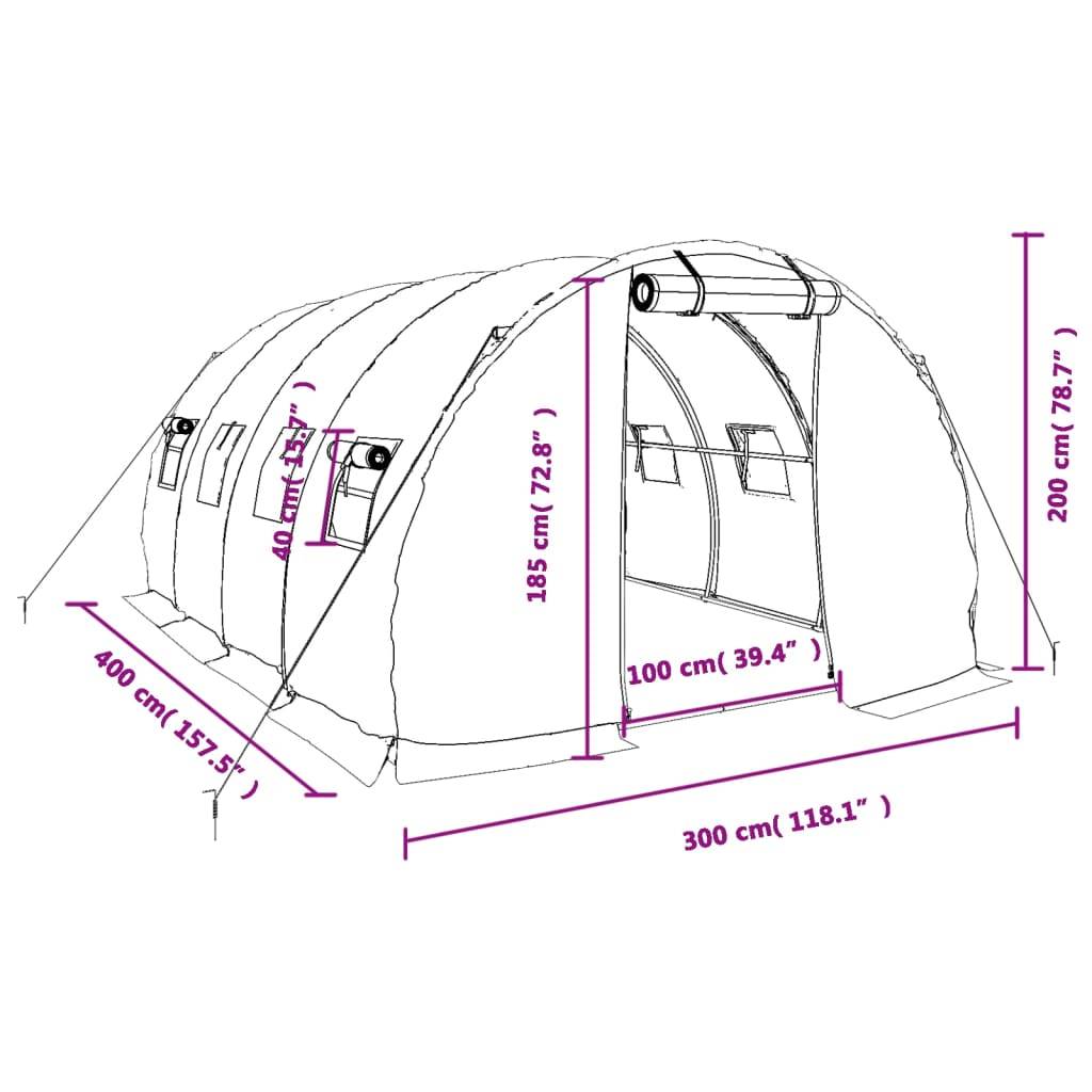 Serre Tunnel Jardin Acier Galvanisé Protection Culture 12m² 4x3x2m - ComfortXL Outdoor Living - Image 6