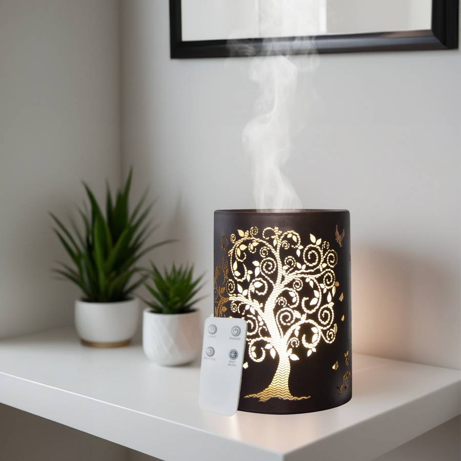 Zen'Arôme Diffuseur d'Huile Essentielle Vita + 3 Synergies "Bonne Nuit" – Diffuseur Parfum Maison avec Télécommande - Métal et Verre - Image 1