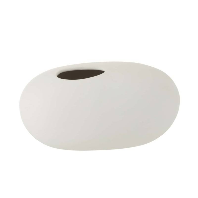 J-Line - Vase ovale en céramique blanc mat 25x15x13cm - J-Line - Image 1