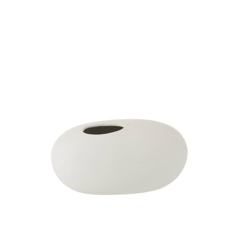 J-Line - Vase ovale en céramique blanc mat 25x15x13cm - J-Line - Image 2