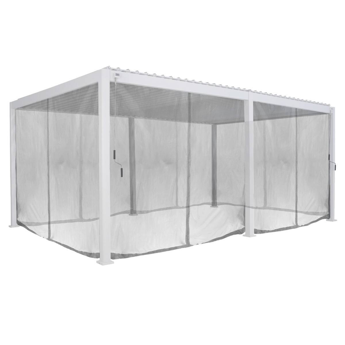 Hesperide - Kit de rideaux, moustiquaires et de rails pour tonnelle bioclimatique "Evora" 6 x 3,6m Gris clair - Hespéride - Imagen 3