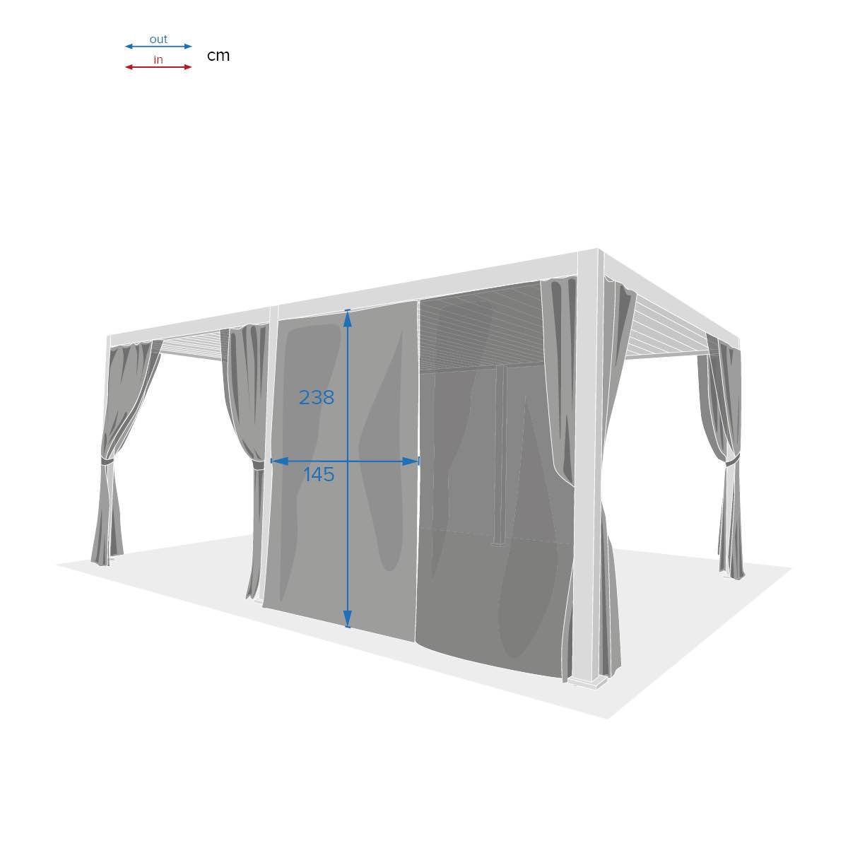 Hesperide - Kit de rideaux, moustiquaires et de rails pour tonnelle bioclimatique "Evora" 6 x 3,6m Gris clair - Hespéride - Imagen 5