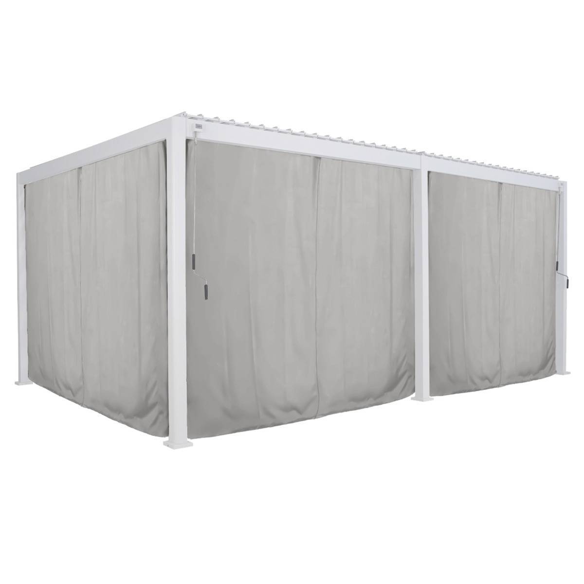 Hesperide - Kit de rideaux, moustiquaires et de rails pour tonnelle bioclimatique "Evora" 6 x 3,6m Gris clair - Hespéride - Imagen 2