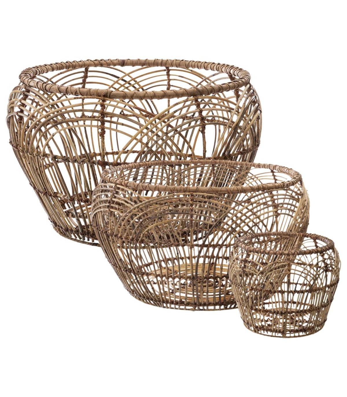 Set de 3 Paniers de rangement Ronds en Rotin - Imagen 1