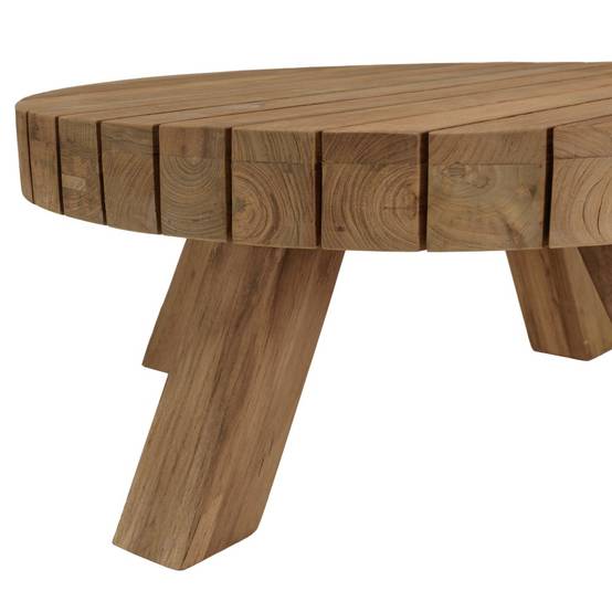 KALLY - Table basse jardin ronde 80cm bois teck recyclé naturelle - Image 5