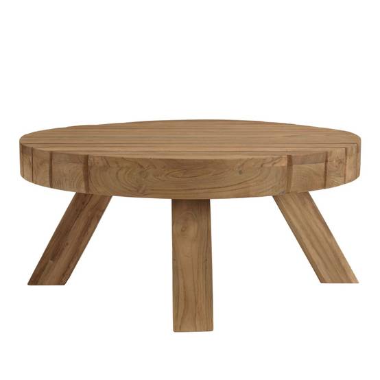 KALLY - Table basse jardin ronde 80cm bois teck recyclé naturelle - Image 6