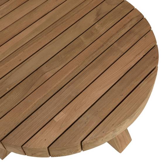KALLY - Table basse jardin ronde 80cm bois teck recyclé naturelle - Image 3