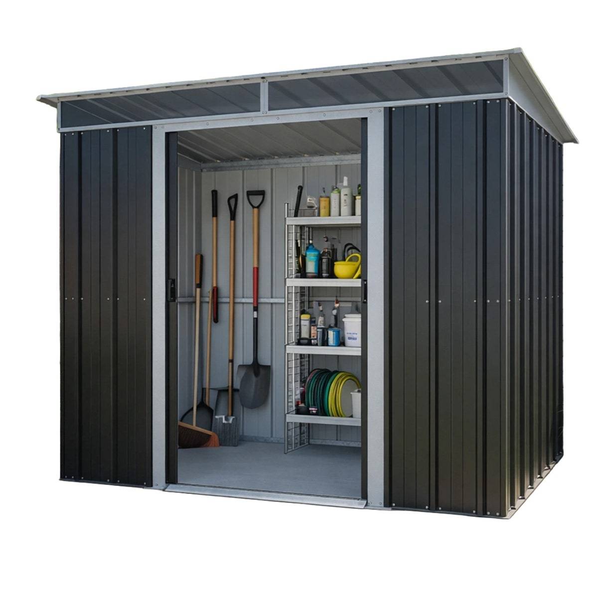 Yardmaster - Abri de jardin métal gris Yardmaster 3,30 m² + kit d'ancrage