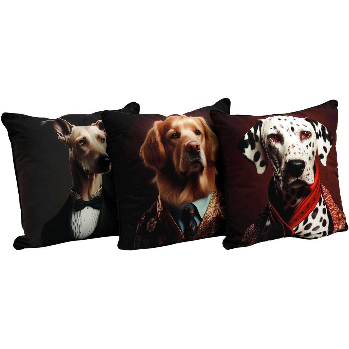 Sil - Coussin en polyester imprimé animaux 45 x 45 cm (Lot de 3) Imprimé chiens Sil