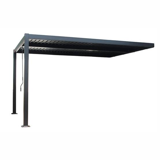 Pergola bioclimatique 4x3m adossée en aluminium noir SIFNOS - Image 1