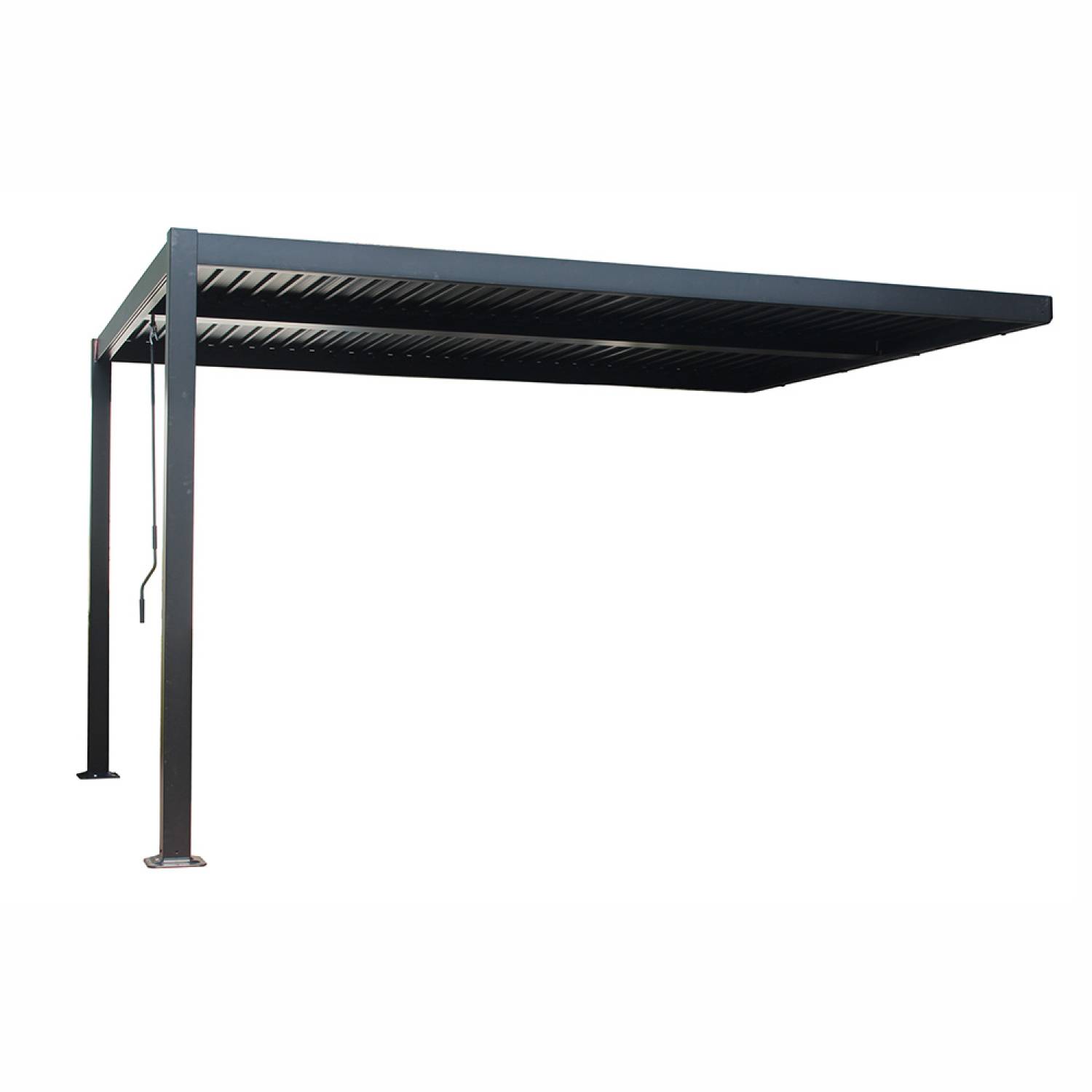 Pergola bioclimatique 4x3m adossée en aluminium noir SIFNOS