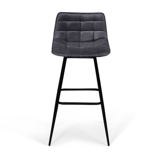 Lot de 4 tabourets de bar MADY en velours gris foncé - Image 3