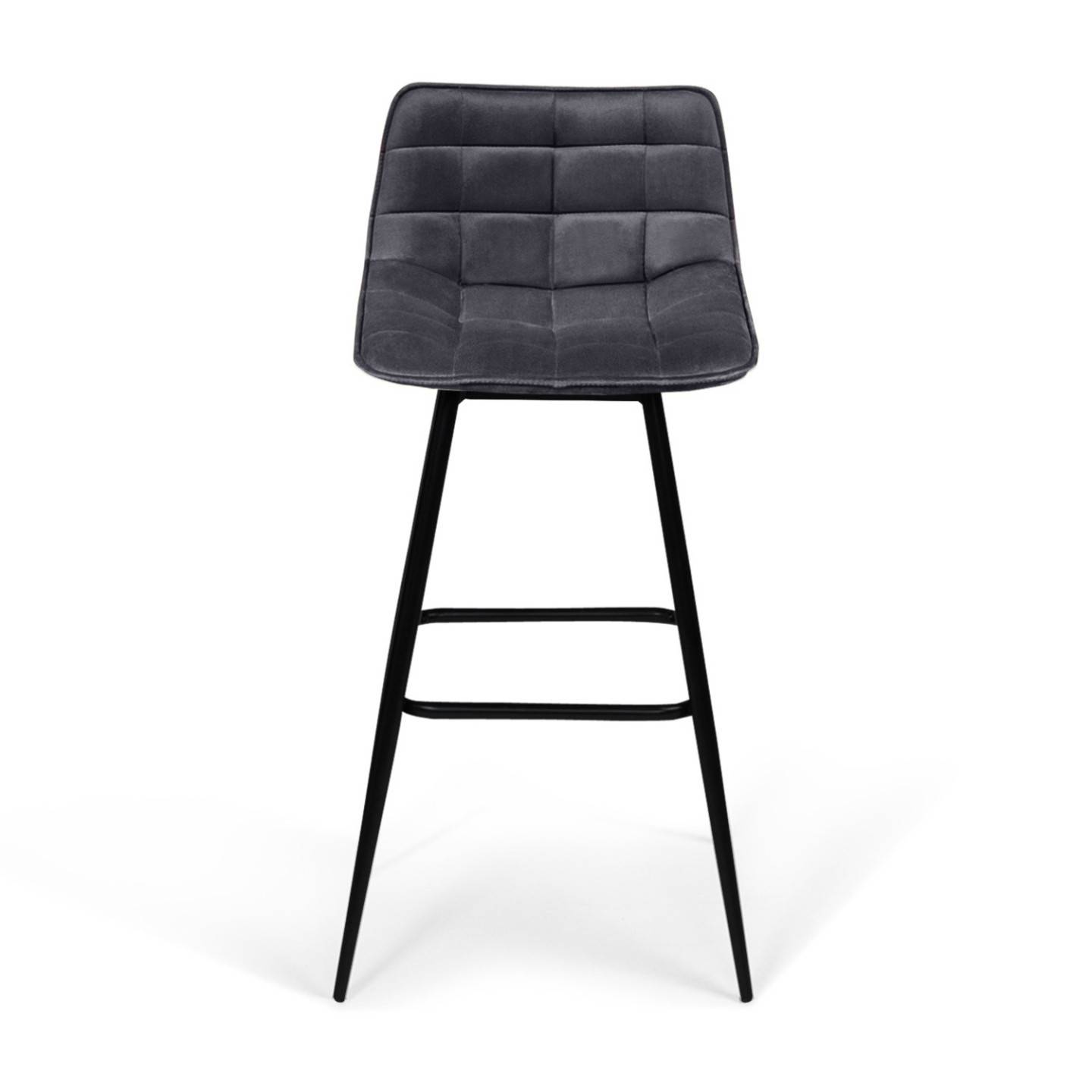 Lot de 4 tabourets de bar MADY en velours gris foncé - Image 3