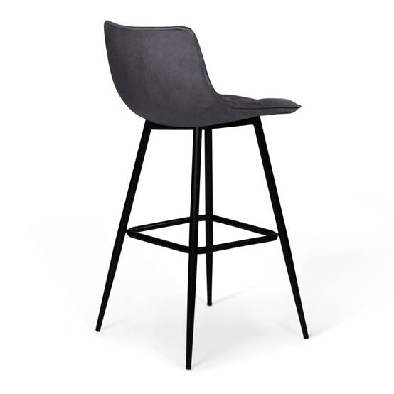 Lot de 4 tabourets de bar MADY en velours gris foncé - Image 4