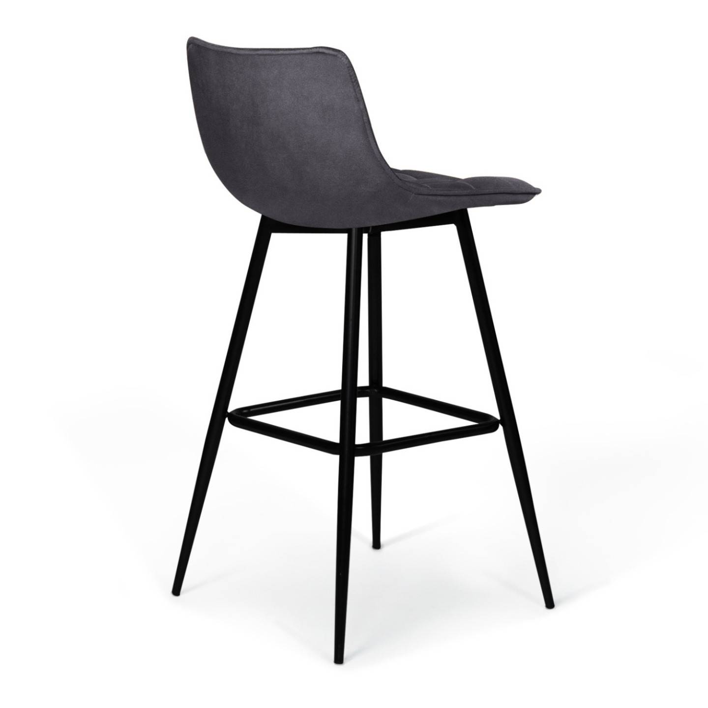 Lot de 4 tabourets de bar MADY en velours gris foncé - Image 4