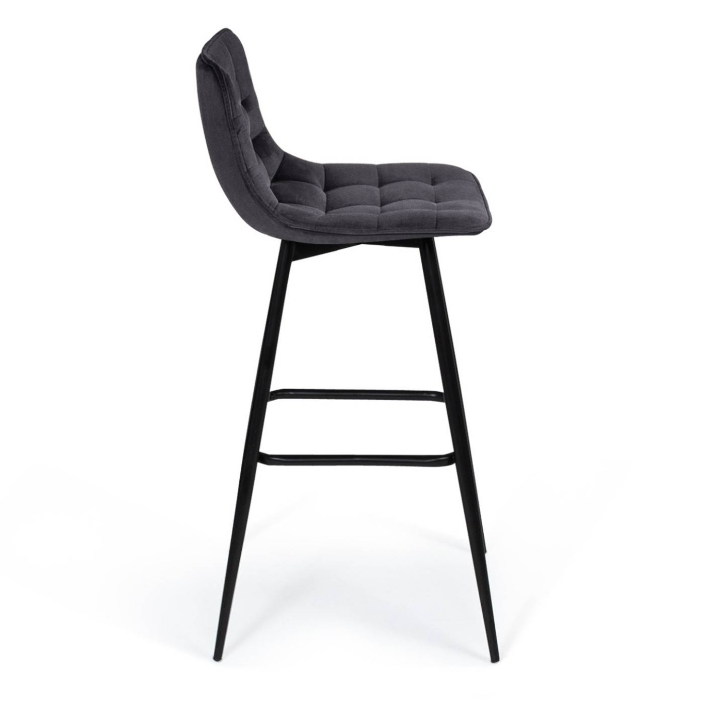 Lot de 4 tabourets de bar MADY en velours gris foncé - Image 5